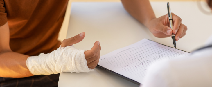 Personal injury client with a broken bone injury