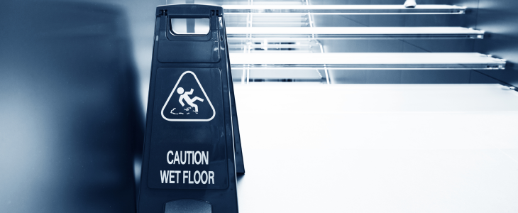 Caution wet floor sign to prevent slip and falls