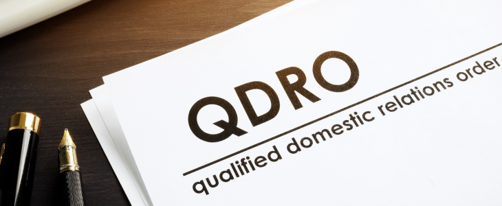 QDRO document on a divorce lawyers desk